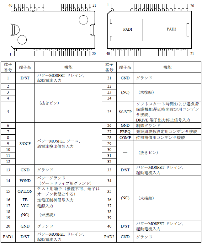 各端子機能